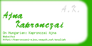 ajna kapronczai business card